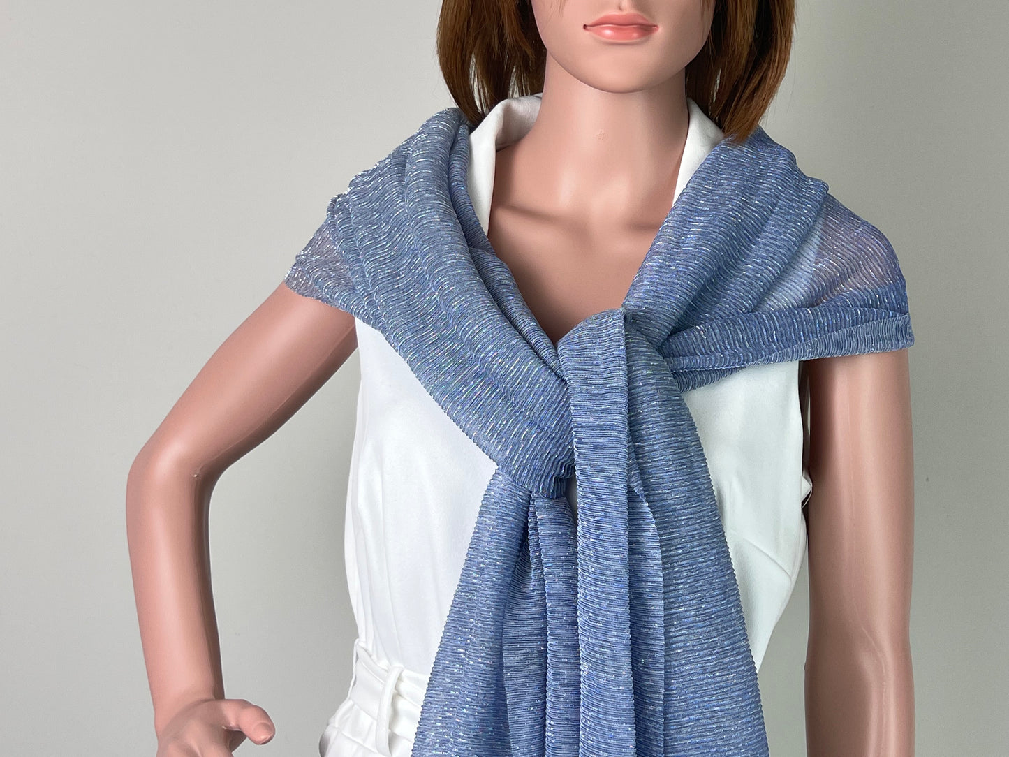 Luxemin Newyork Collection Blue Royal Women's Sparkle Shawls and Wraps