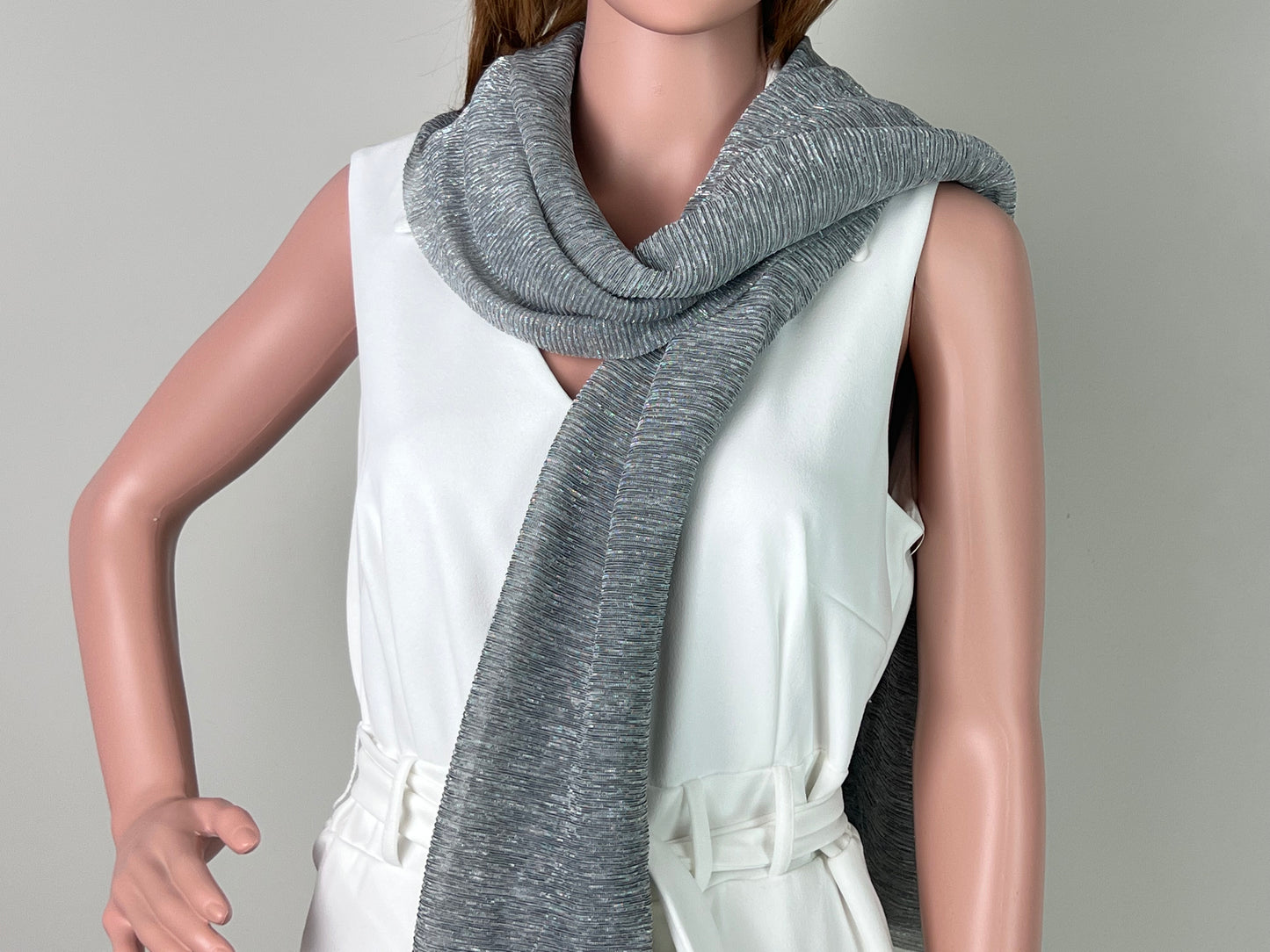 Luxemin Newyork Collection Gray Women's Sparkle Shawls and Wraps