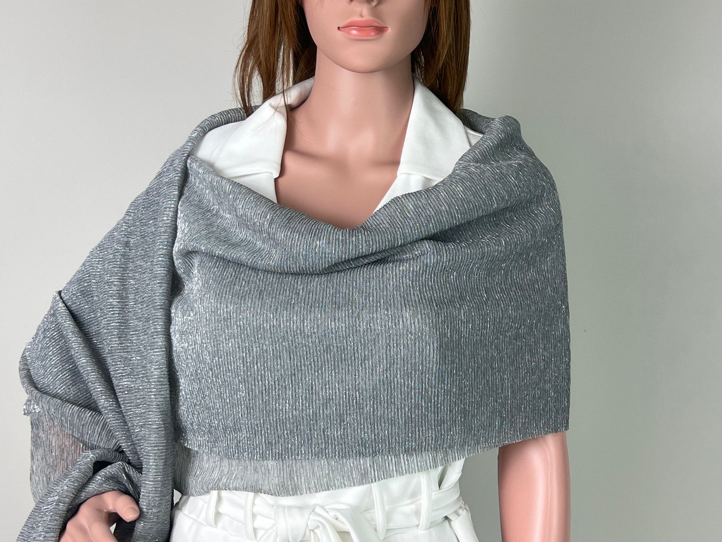 Luxemin Newyork Collection Gray Women's Sparkle Shawls and Wraps