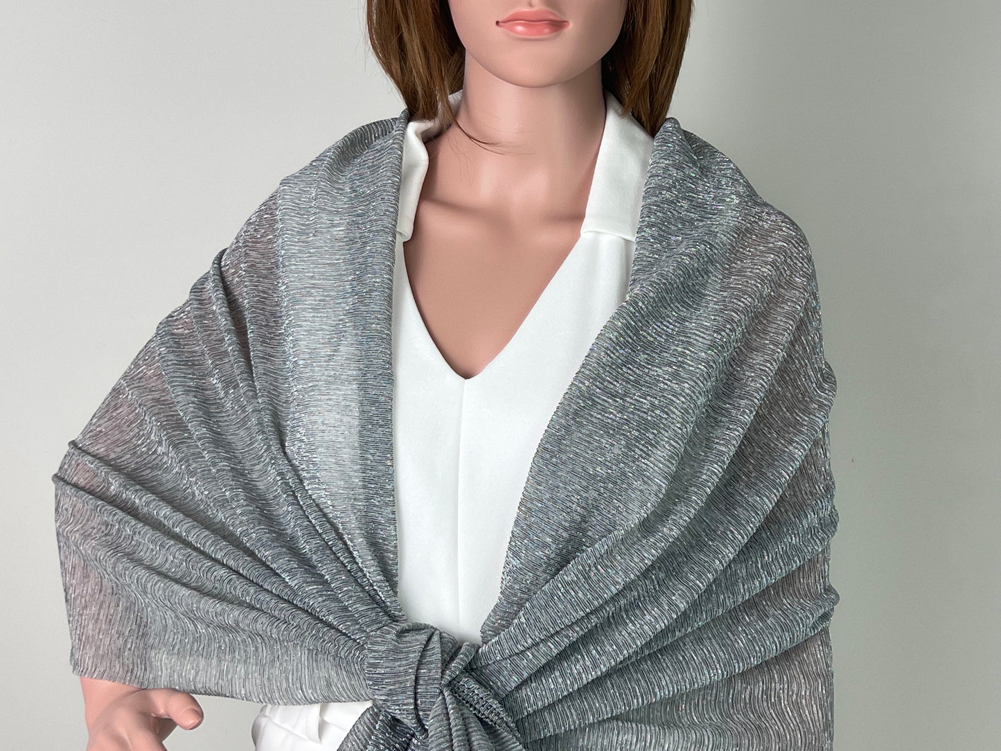 Luxemin Newyork Collection Gray Women's Sparkle Shawls and Wraps