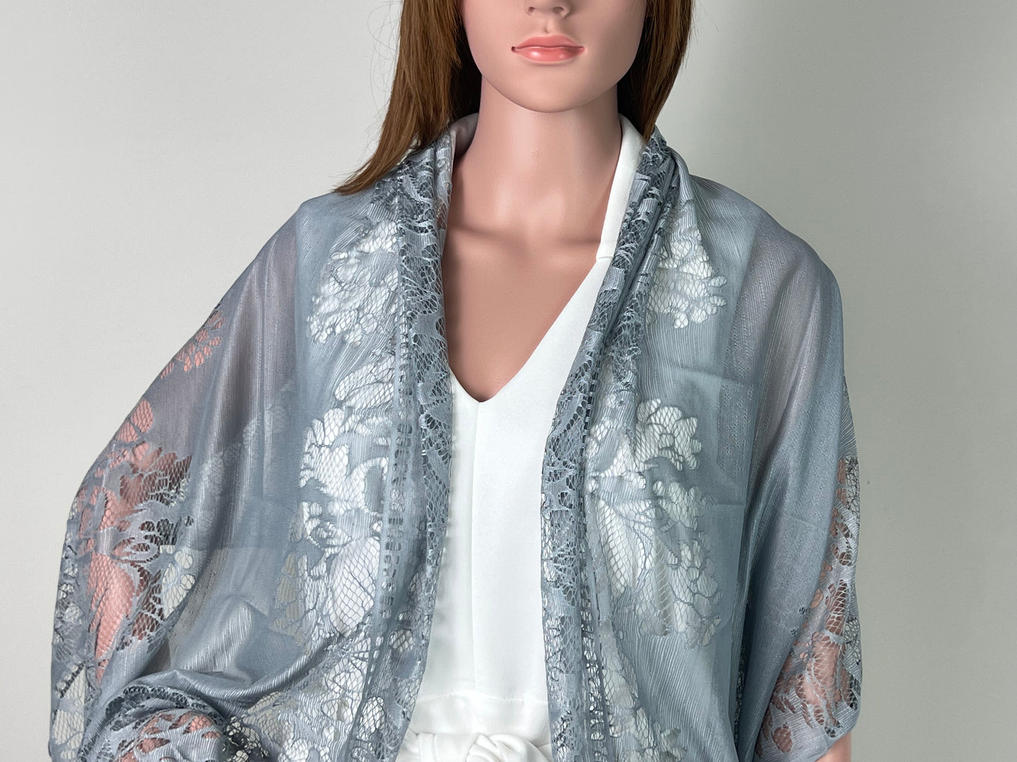 Luxemin New Orleans Collection Blue Women's Lace Shawls and Wraps for Wedding Party Dresses