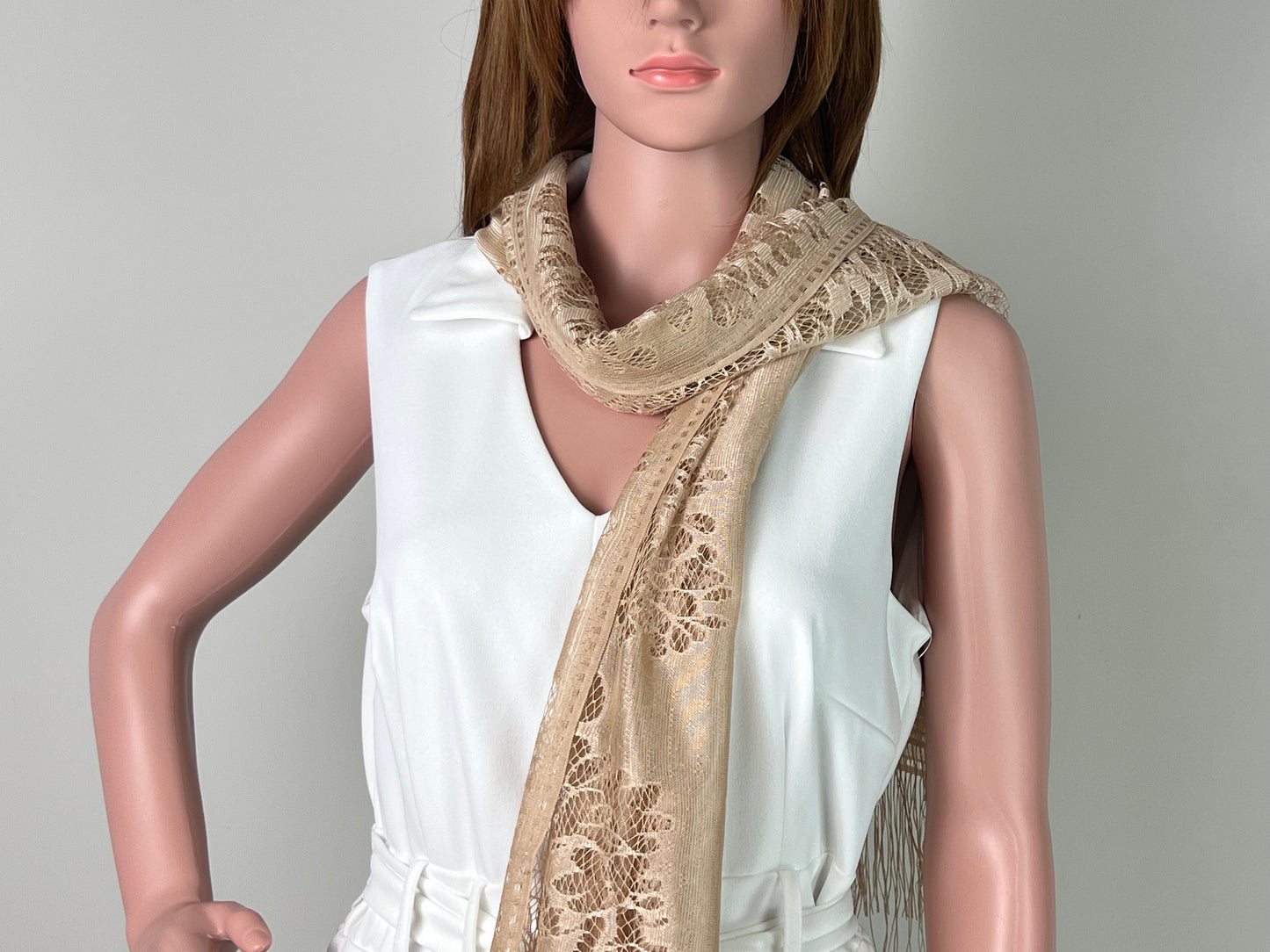 Luxemin New Orleans Collection Gold Begei Women's Lace Shawls and Wraps for Wedding Party Dresses