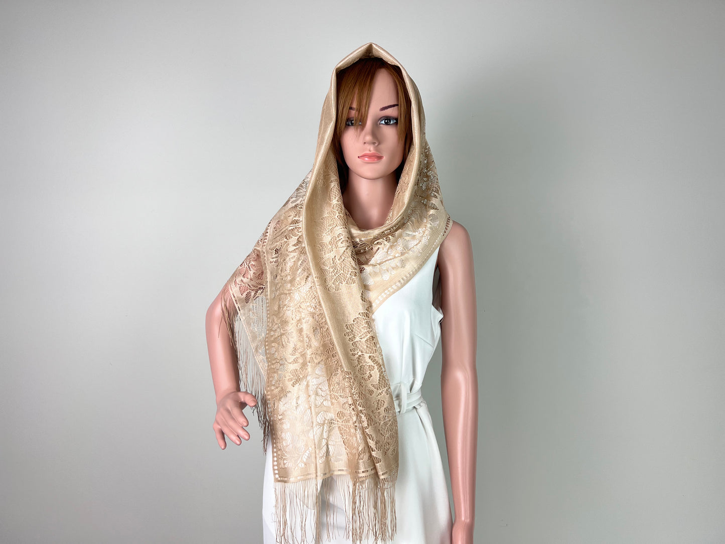 Luxemin New Orleans Collection Gold Begei Women's Lace Shawls and Wraps for Wedding Party Dresses