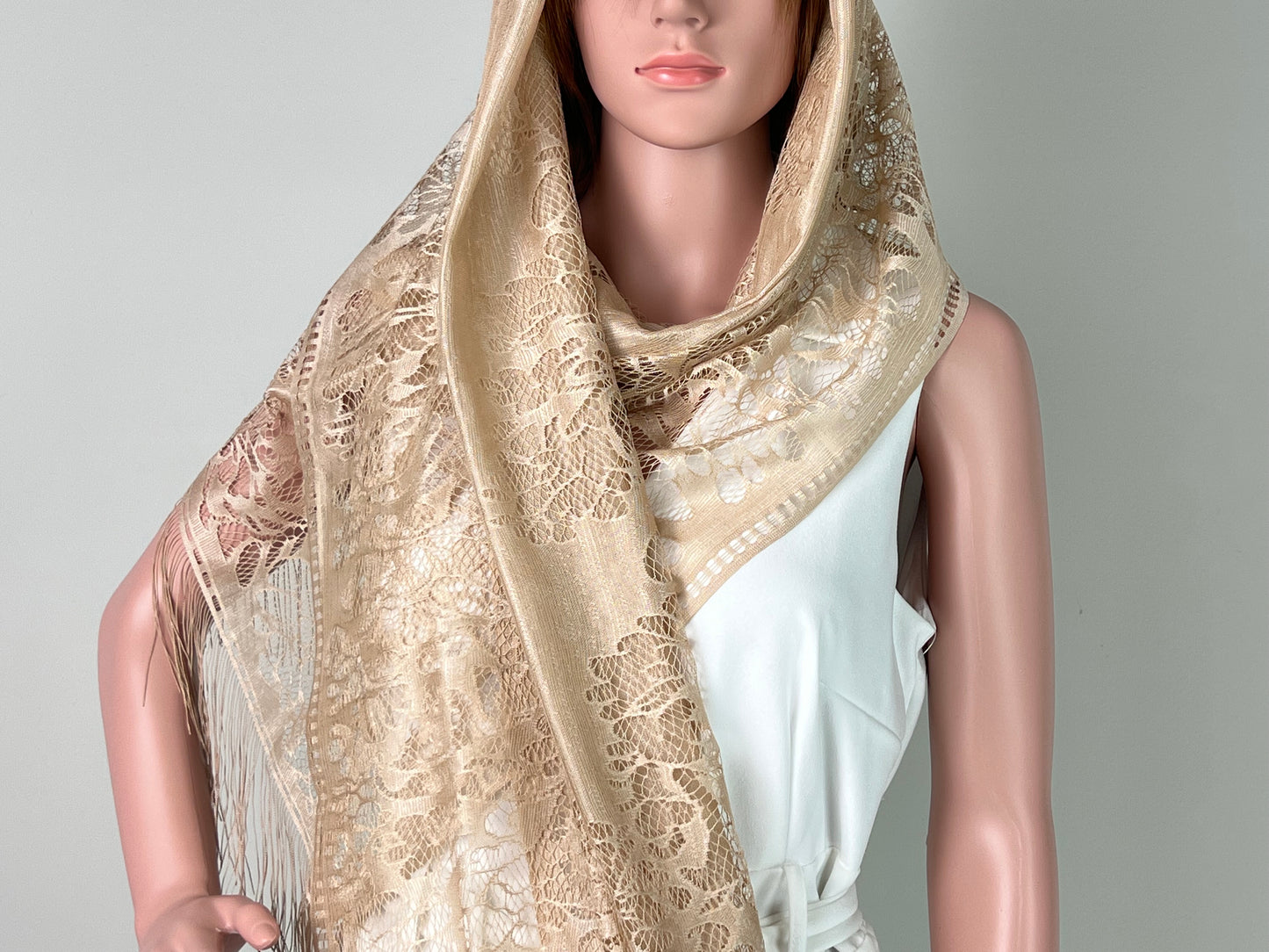 Luxemin New Orleans Collection Gold Begei Women's Lace Shawls and Wraps for Wedding Party Dresses