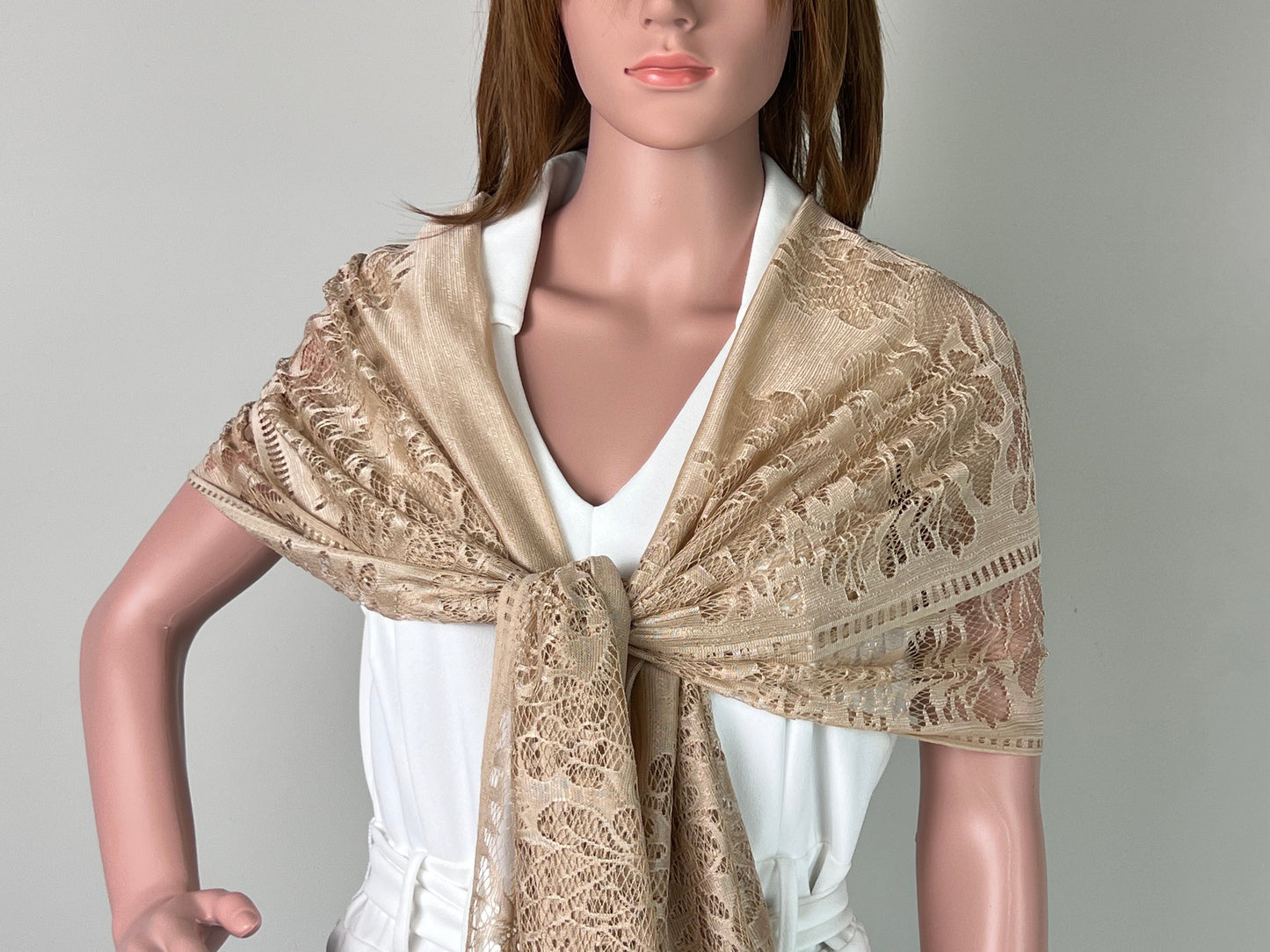 Luxemin New Orleans Collection Gold Begei Women's Lace Shawls and Wraps for Wedding Party Dresses