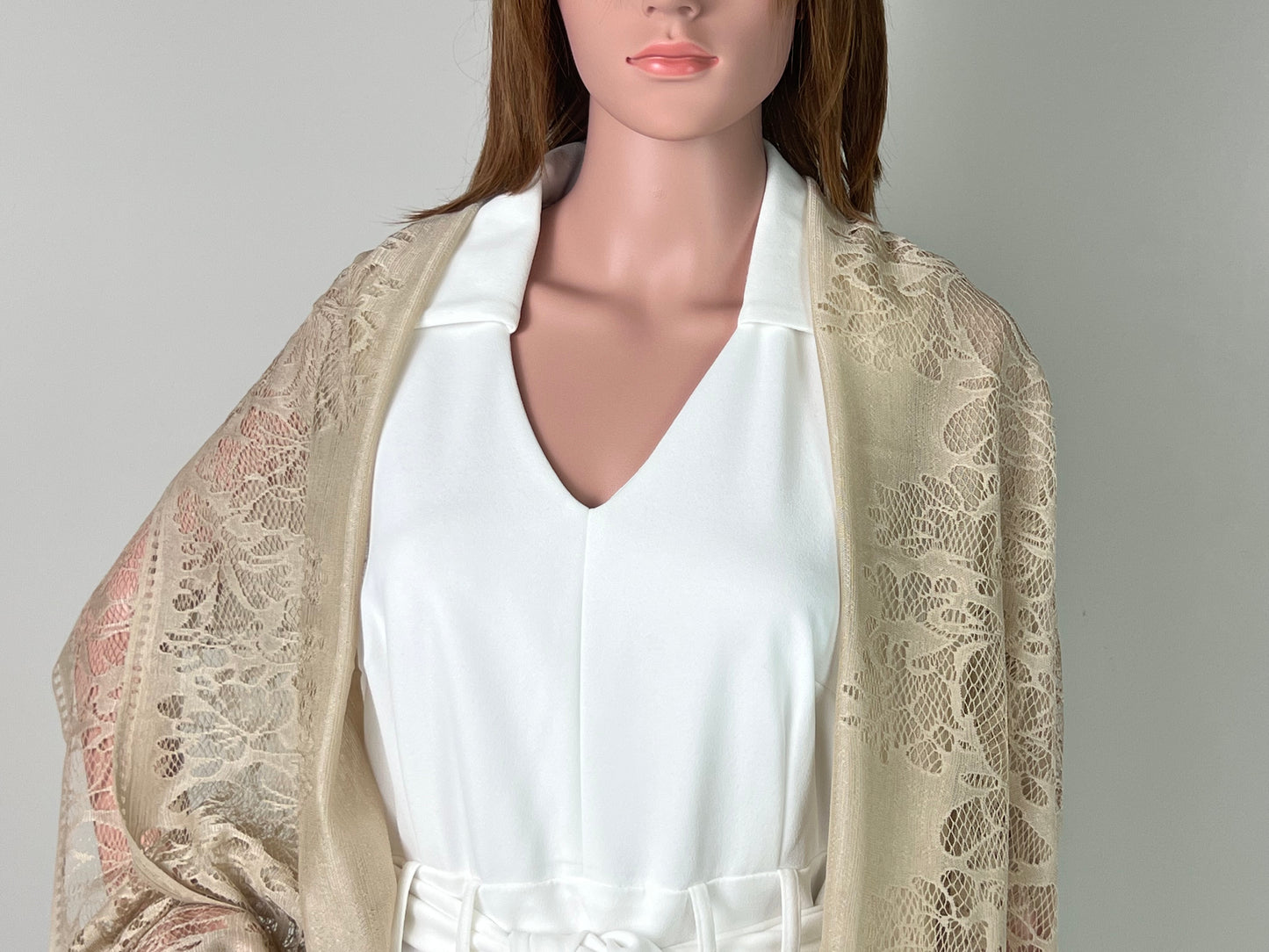 Luxemin New Orleans Collection Khaki Women's Lace Shawls and Wraps for Wedding Party Dresses