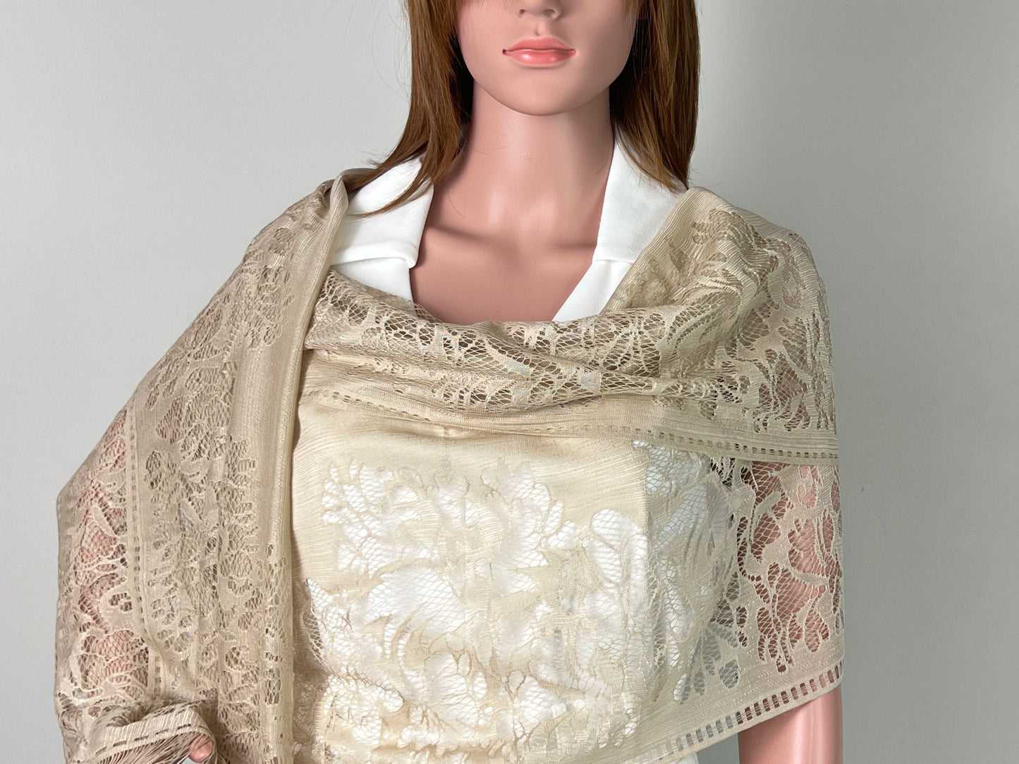 Luxemin New Orleans Collection Khaki Women's Lace Shawls and Wraps for Wedding Party Dresses