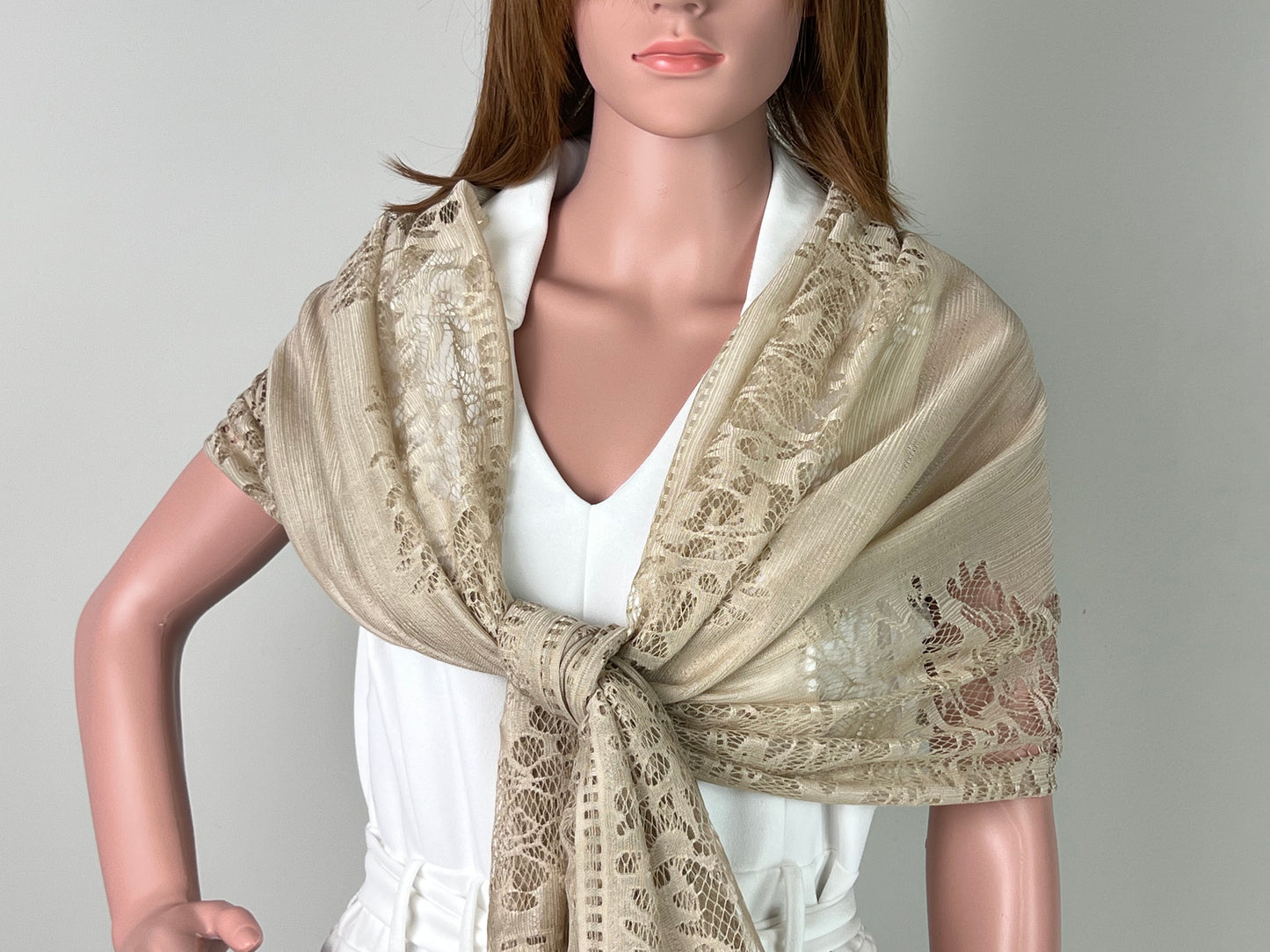 Luxemin New Orleans Collection Khaki Women's Lace Shawls and Wraps for Wedding Party Dresses