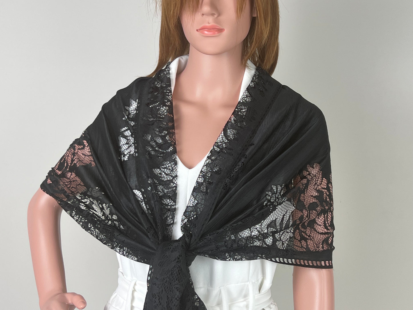 Luxemin New Orleans Collection Black Women's Lace Shawls and Wraps for Wedding Party Dresses