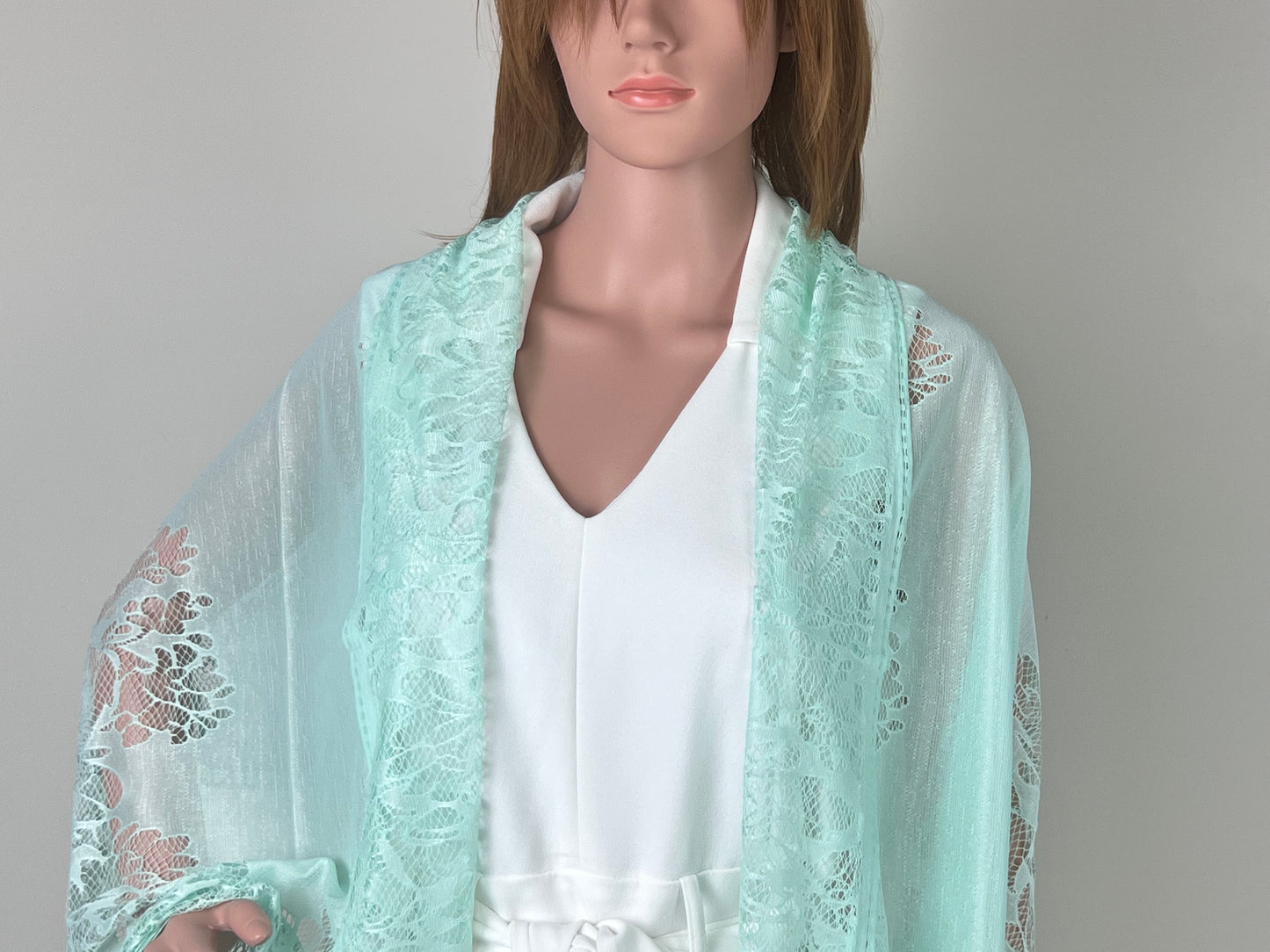 Luxemin New Orleans Collection Cyan Women's Lace Shawls and Wraps for Wedding Party Dresses