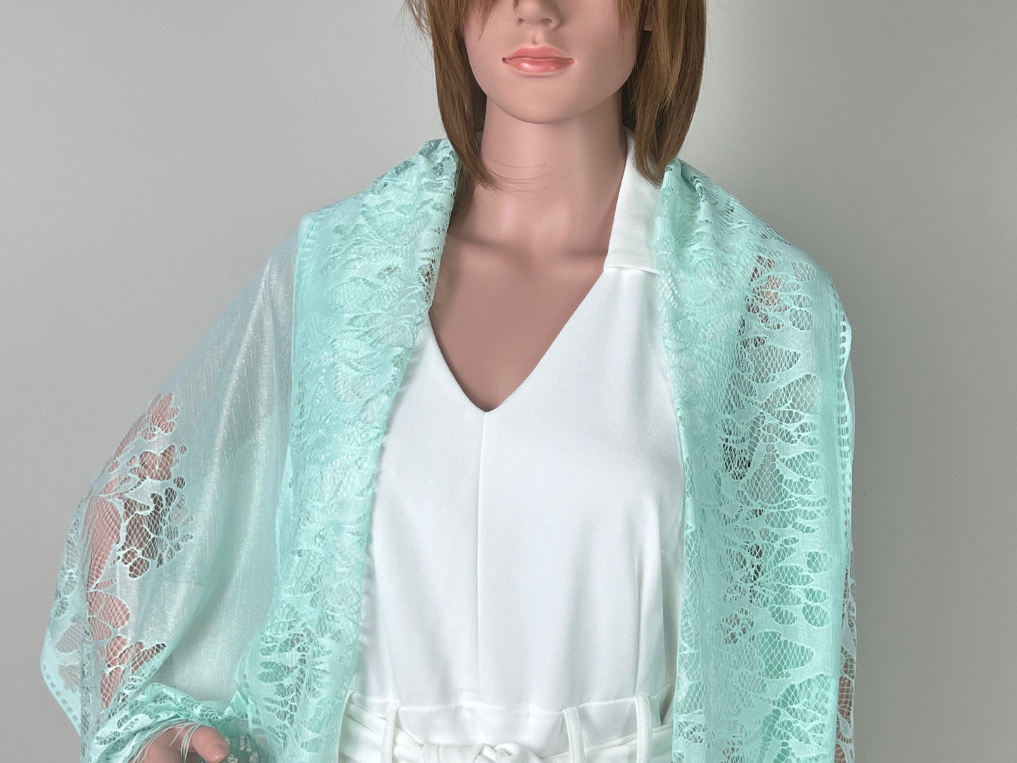 Luxemin New Orleans Collection Cyan Women's Lace Shawls and Wraps for Wedding Party Dresses