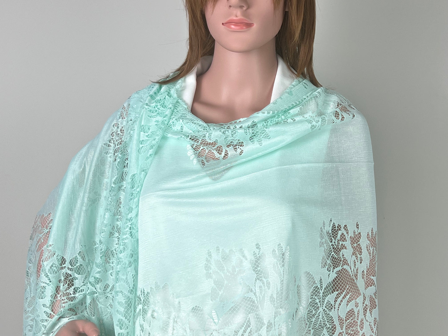 Luxemin New Orleans Collection Cyan Women's Lace Shawls and Wraps for Wedding Party Dresses