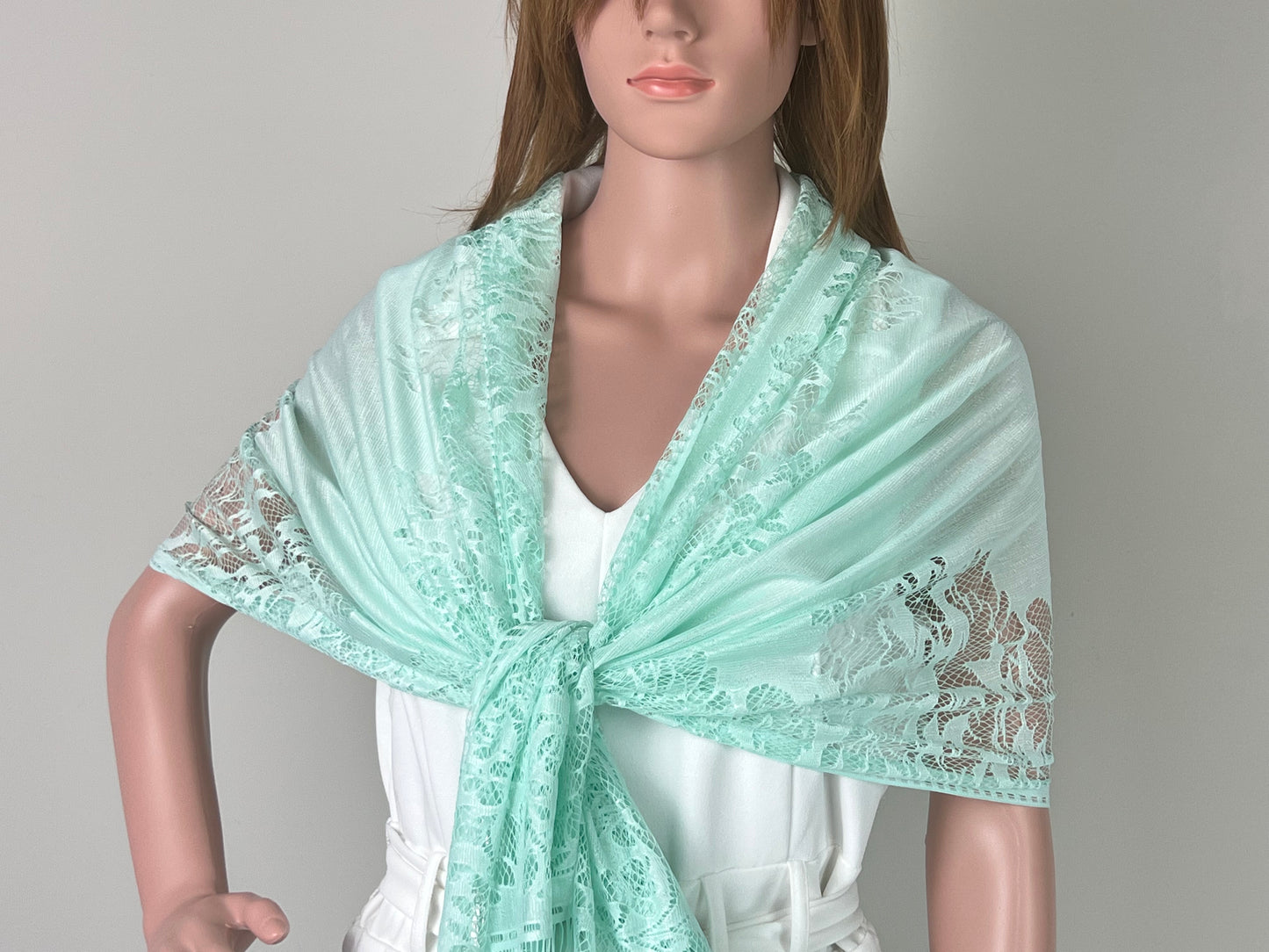 Luxemin New Orleans Collection Cyan Women's Lace Shawls and Wraps for Wedding Party Dresses