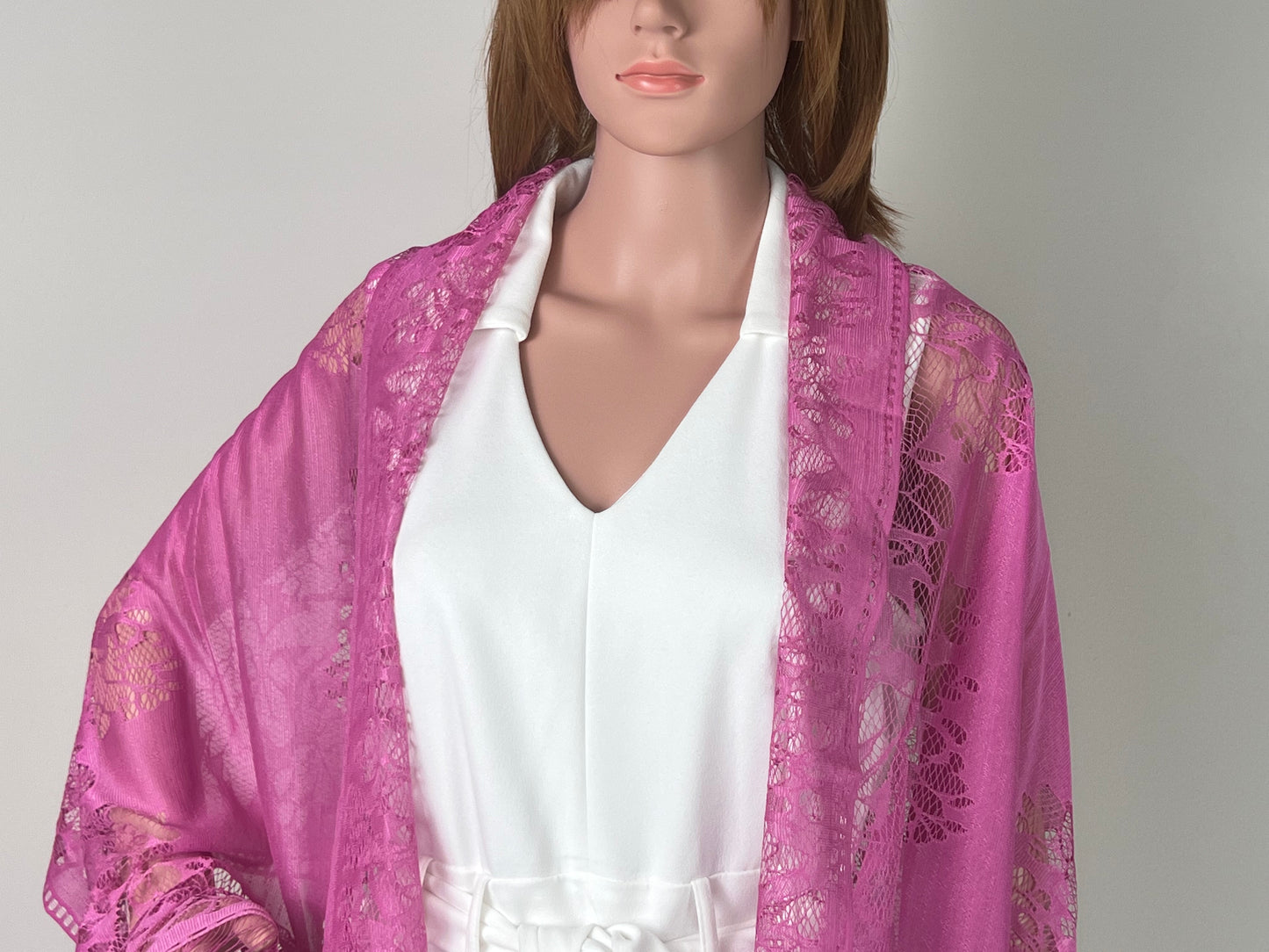 Luxemin New Orleans Collection Hot Pink Women's Lace Shawls and Wraps for Wedding Party Dresses