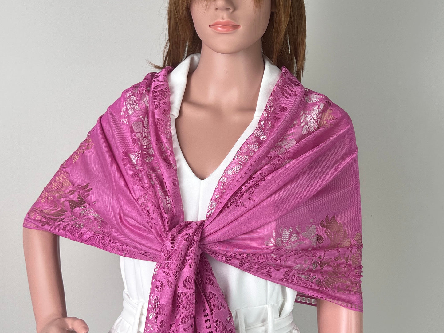 Luxemin New Orleans Collection Hot Pink Women's Lace Shawls and Wraps for Wedding Party Dresses