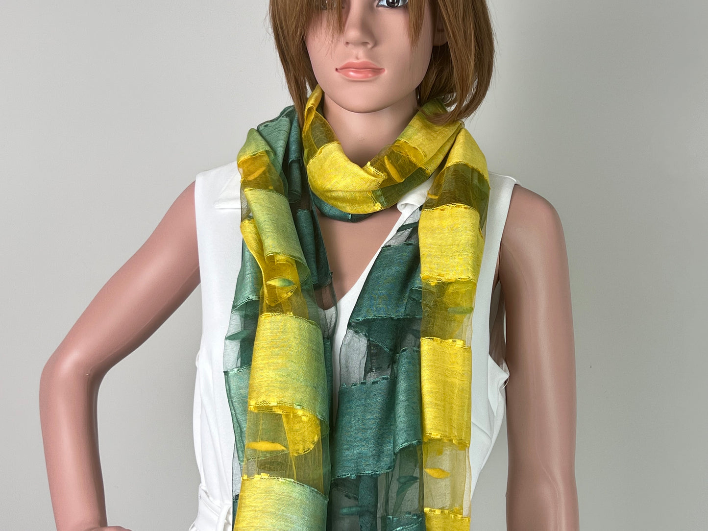 Luxemin Nashville Collection Yellow Green Women's %100 Silk with Silk Cocoon Shawls and Wraps