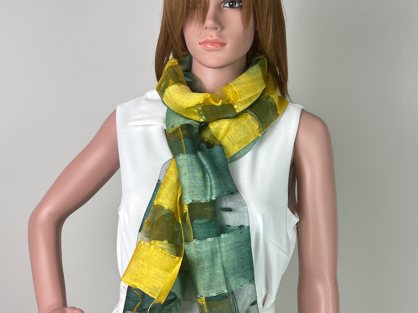 Luxemin Nashville Collection Yellow Green Women's %100 Silk with Silk Cocoon Shawls and Wraps