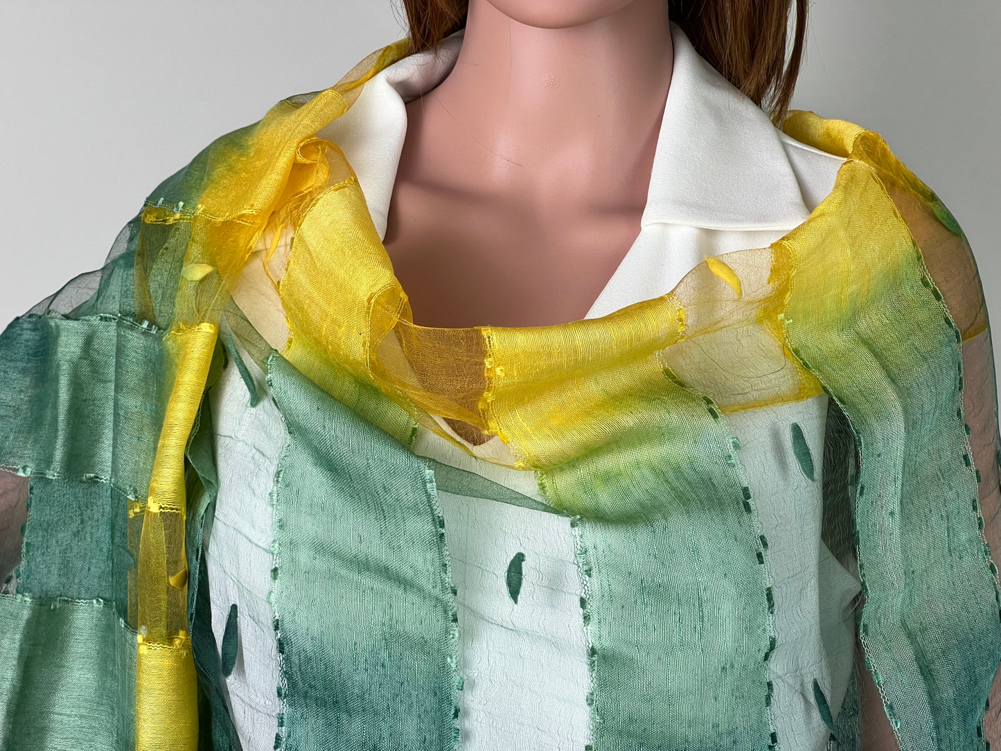 Luxemin Nashville Collection Yellow Green Women's %100 Silk with Silk Cocoon Shawls and Wraps