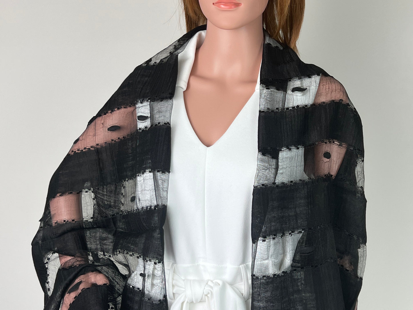 Luxemin Nashville Collection Black Women's %100 Silk with Silk Cocoon Shawls and Wraps