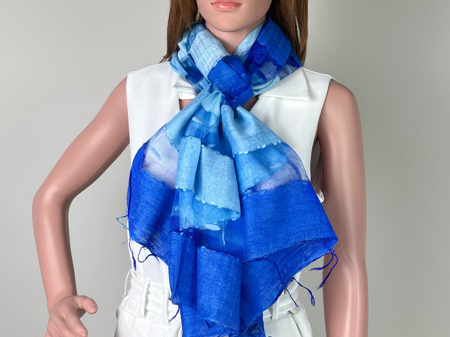 Luxemin Nashville Collection Blue Women's %100 Silk with Silk Cocoon Shawls and Wraps