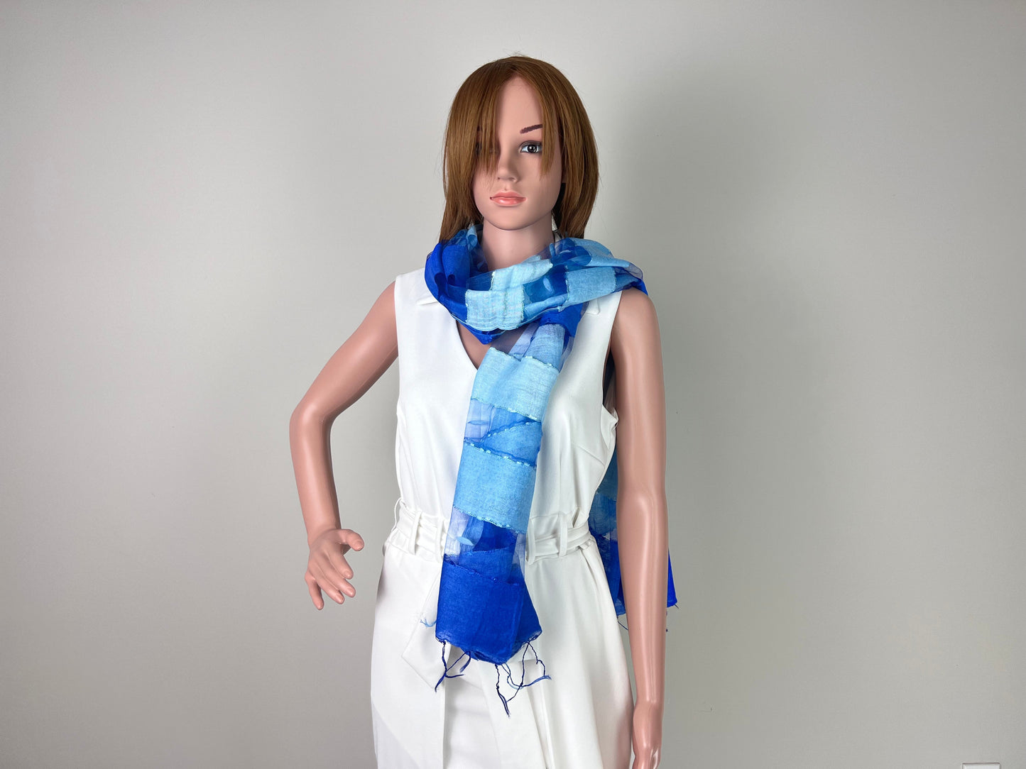 Luxemin Nashville Collection Blue Women's %100 Silk with Silk Cocoon Shawls and Wraps