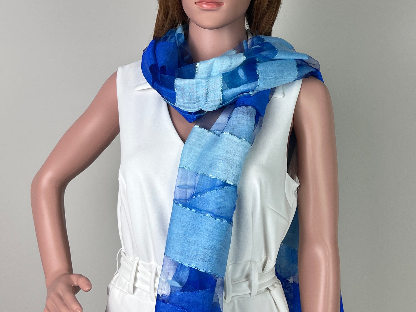 Luxemin Nashville Collection Blue Women's %100 Silk with Silk Cocoon Shawls and Wraps