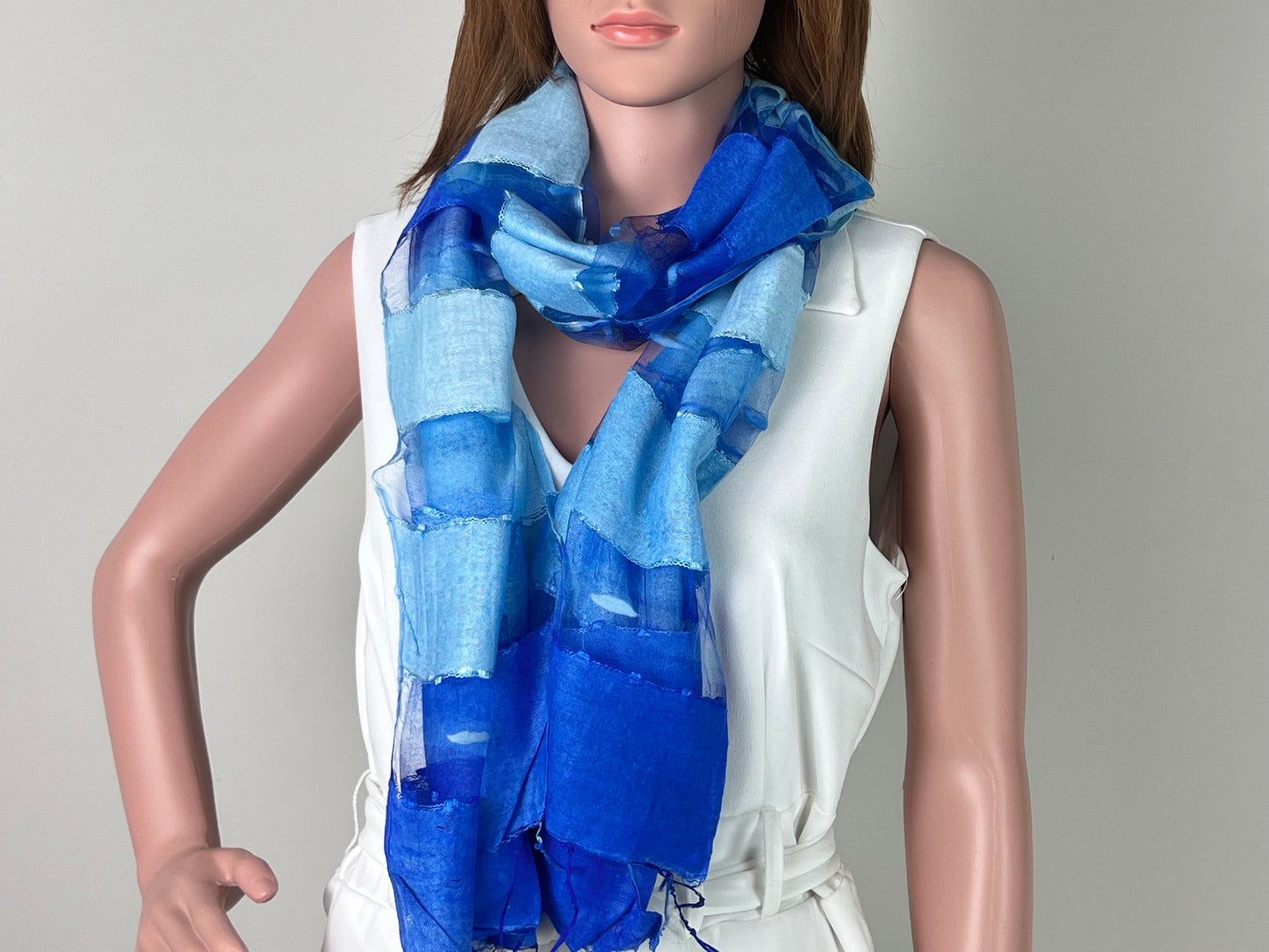 Luxemin Nashville Collection Blue Women's %100 Silk with Silk Cocoon Shawls and Wraps