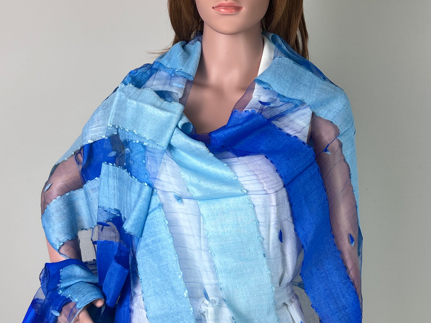 Luxemin Nashville Collection Blue Women's %100 Silk with Silk Cocoon Shawls and Wraps