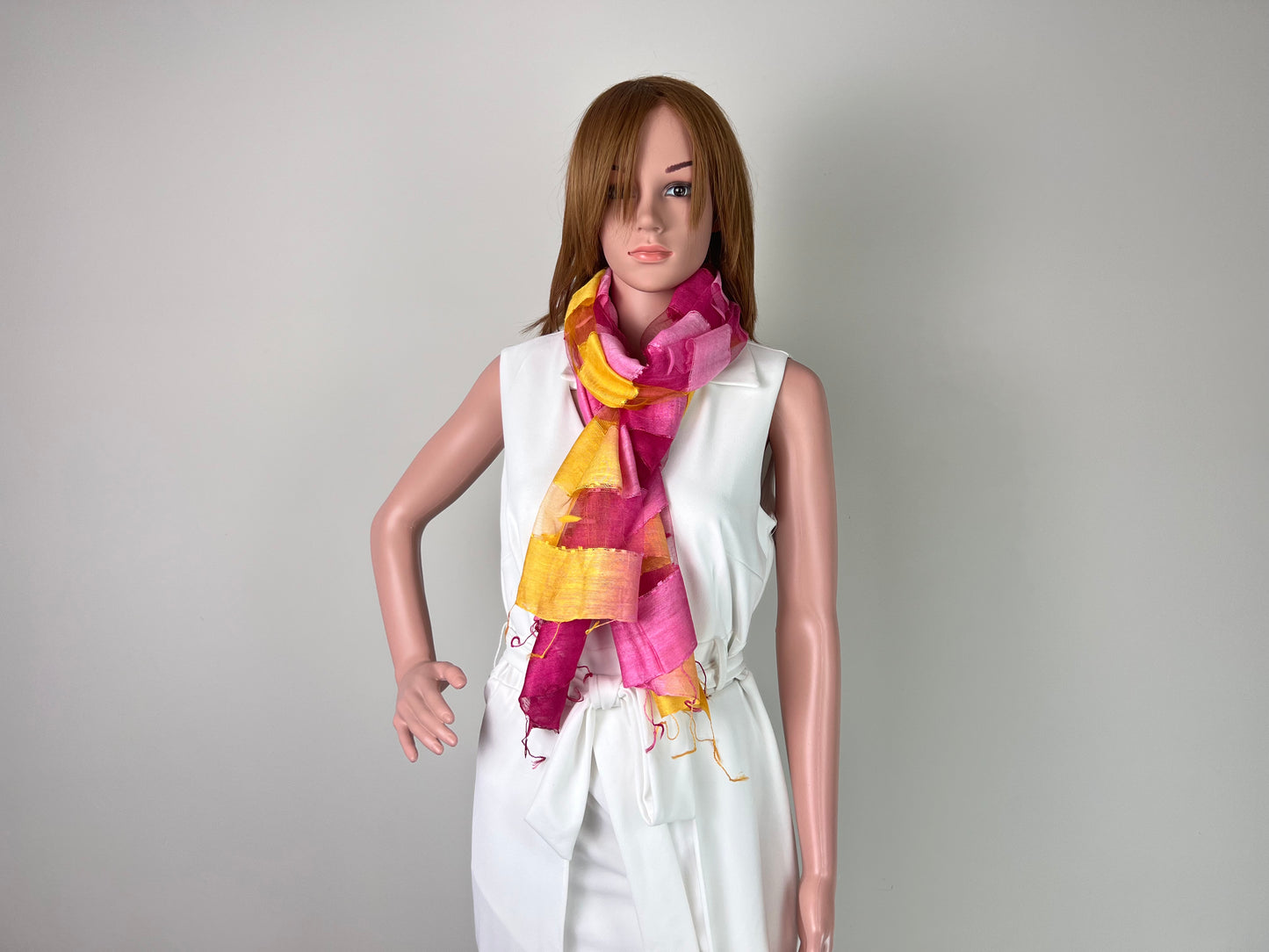 Luxemin Nashville Collection Yellow Green Women's %100 Silk with Silk Cocoon Shawls and Wraps