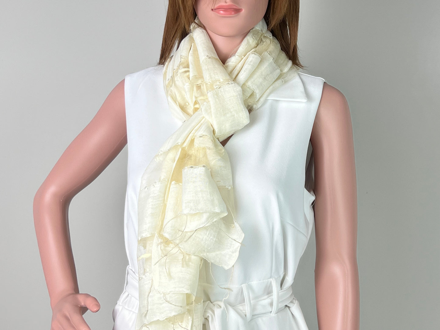 Luxemin Nashville Collection White Women's %100 Silk with Silk Cocoon Shawls and Wraps